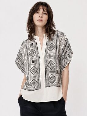 BCBG MAX AZRIA TALC BLACK COMBO AYANNA PRINT TOP